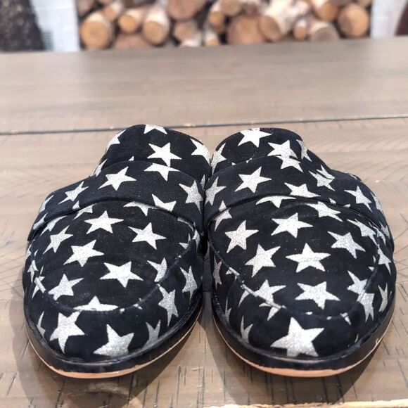 Rebecca Minkoff Black Mika In Galaxy Print Mules/Slides Sz 9.5 - Picture 3 of 8